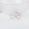 Close-up of golden wavy metal jewelry connector with dual rings for DIY earrings - Wave Symmetrical Curve Pendant (12#)