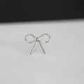 Minimalist silver-plated bow stud earring featuring a sleek metallic ribbon design - 3# Silver Bow Stud Earring