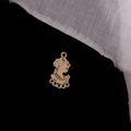 Detail of vintage gold alloy coin pendant with goddess relief and five connector loops - Classical Portrait Profile (7#)