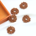 Five dark brown woven wood bead pendants for DIY summer earring making and jewelry accessories - 2# 30mm Round Disc / Brown
