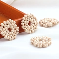 Handmade woven natural wood bead circular pendant for DIY summer earrings and accessories - 2# 30mm Round Disc / Natural Wood Color