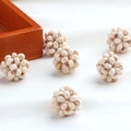 DIY summer earring material featuring a woven cream-white wooden ball pendant - 3# 18mm Round Ball / Natural Wood Color