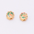 Detail of gold enamel beads with flower patterns and clouds for DIY jewelry making - Colorful Cloud Pattern Eight-Petal Flower Style