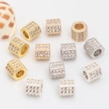 Pave set cubic zirconia hexagonal spacer beads for DIY 14k gold-filled jewelry crafting - Hexagonal Column Style (1-Hao) / 14K Gold