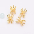 Perle a ragno micro-pave in oro 14K per gioielli fai da te e bracciali di perle - Cappuccio Distanziatore a Sei Artigli / Oro 18k Colore Conservato