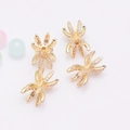 Set di quattro distanziatori a fiore placcati in oro 14K con micro-pavé di zirconi - Cappuccio Distanziatore a Sei Artigli / Oro 14k Colore Conservato