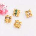 14K gold plated hollow spacer beads with colorful cubic zirconia for DIY jewelry making - White Zirconia / 18K Gold (Color Preserving)