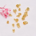 14K gold filled lotus leaf end caps and bell charms for DIY bracelet necklace making - 4mm / 18k Gold Color Preserved