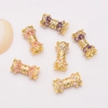 14K gold plated zircon screw clasps in purple and pink for DIY bracelet making - White Zircon / 18k Gold Color Preserved