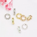 Cuentas espaciadoras de oro de 14K con circonitas verdes para bisutería DIY - Diseño No.7