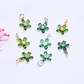 14K gold plated flower charms with green marquise crystals and zircon for DIY jewelry - 14K Gold / Green Zirconia