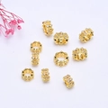 Cuentas espaciadoras bañadas en oro de 14K con circonitas para joyería artesanal DIY - 8mm / Oro de 18k Color Preservado