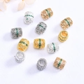 Perles intercalaires ovales creuses en or 14K avec zircon vert en argent, or et or rose - Or 14 carats / Zircone Verte