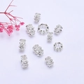 Cuentas espaciadoras redondas de circonita bañadas en oro de 14K para hacer joyas DIY - 8mm / Plateado (Retención de Color)