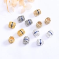 Perles ovales creuses plaquées or 14K avec zircons pour la création de bijoux DIY - Or 14 carats / Zircone Bleue