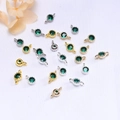 14K gold plated gear connector with green zircon for DIY bracelet and jewelry making - Single Hanger 14K Gold Color Retention / Green Zirconia