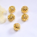 Five 14K gold-plated hollow zircon pave ball spacer beads for DIY jewelry making - 8mm / 18K Gold (Color Preserving)