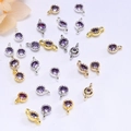 Macro detail of purple zircon gear charms in gold and silver for DIY jewelry making - Single Hanger 14K Gold Color Retention / Purple Zirconia