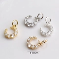 11mm 14K gold and silver horseshoe pendants with micro-pave cubic zirconia stones - Moon / 14K Gold