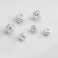 Set of six silver hollow metal beads with caviar texture and filigree patterns for DIY - Silver / 5mm