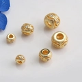 14K gold plated micro-paved zircon round spacer beads for DIY jewelry making - 14K Gold / 5mm