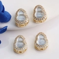 Elegant 14K gold plated gourd pendant set with mother of pearl and zircon stones - 14K Gold (Inlaid Blue)