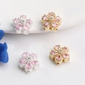 Perles fleurs de cerisier plaquées or 14K avec zircon rose pour bijoux DIY - Fleur à Cinq Pétales (Zircone Rose) / Or 14K