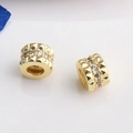 14K gold plated large hole slider beads with sparkling zircons for DIY jewelry making - 18K Gold