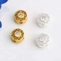 Ancient gold and silver hollow beads with cubic zirconia for DIY jewelry making - Round Pattern Style (Style 3) / Gold