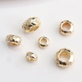 14K gold plated python pattern beads with cubic zirconia for DIY jewelry making - 6mm / 14K Gold