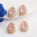 14K gold filled gourd charm with pink jade and pavé crystals for DIY jewelry - 14K Gold (Inlaid Pink)