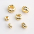 14K gold plated python pattern beads set with cubic zirconia for DIY jewelry making - 6mm / 18K Gold