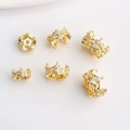 14K gold plated crown spacer beads with zircon inlays for DIY jewelry making - 7mm / 18K Gold Plated Color Retention