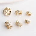 14K gold plated crown spacer beads with zircon inlays for jewelry making DIY - 7mm / 14K Gold Plated