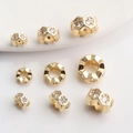 Perline a nido d'ape in oro 14K con zirconi per bracciali e gioielli fai-da-te - 6mm / Placcato Oro 14K