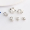 Macro shot of 14K gold-plated crown spacer beads with zircon inlays for jewelry making - 7mm / Silver (Color Retention)