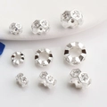 Macro di perline a nido d'ape in oro 14K con zirconi per la creazione di gioielli DIY - 6mm / Argento (Ritenzione del Colore)