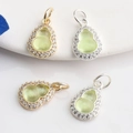 14K gold plated gourd pendant with green cat eye stone and micro zircon inlay - 14K Gold (Color Preserving) / Green Zircon Gourd