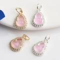 14K gold filled gourd pendant with pink gemstone and pavé zircon for jewelry making - 14K Gold (Color Preserving) / Pink Zircon Gourd