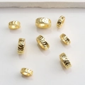 Polished 14K gold-filled spacer beads with geometric V-shaped pattern for DIY jewelry - 6mm / 18K Gold Plated Color Retention