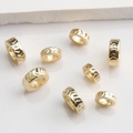Polished 14K gold-plated spacer beads with textured wave pattern for jewelry making - 6mm / 14K Gold Plated