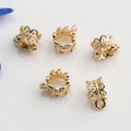 5pcs 14K gold filled hollow floral spacer beads for DIY jewelry making and bracelets - 14K Gold Plated