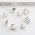 Polished silver 14K gold plated wheel beads with geometric V-shaped pattern for DIY jewelry - 6mm / Silver (Color Retention)