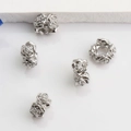 5pcs set of 14K gold filled rose flower spacers with sparkling zircon for DIY jewelry - Rhodium Plated