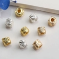 14K gold plated irregular coil beads in gold and silver for DIY jewelry making - Irregular Square Bead (14K Gold Plated Color Retention) / 100pcs Pack