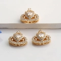 14K gold plated heart crown charms with cubic zirconia for DIY jewelry making - Style 2 / 14K Gold Plated