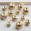 Polierte und gehammerte quadratische 14K Gold-Zwischenperlen für DIY Schmuckdesign - 14K Gold (Glatt) / 6mm