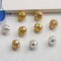 Cuentas de filigrana huecas bañadas en oro 14K con patrón de corazón para joyas - Corazón Calado (Modelo 2) / 14K Oro Retención de Color 8mm