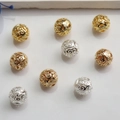 Perles d'espacement filigranes évidées plaquées or 14K en or et argent pour bijoux DIY - Texture Volute (Modèle 1)