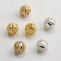 Set of 10mm hollow gold and silver plated beads for DIY jewelry making accessories - Vertical Beaded Hollow (Style No.13)